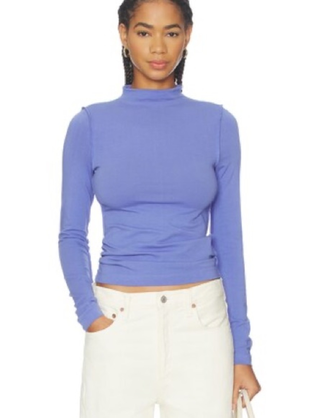 We The Free Periwinkle Long Sleeve Mock Neck Top